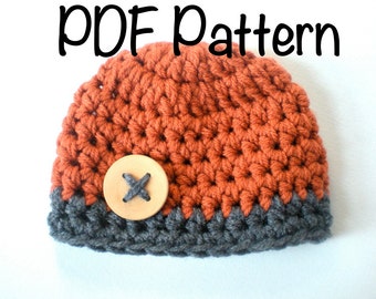 PATTERN:  Chunky Beanie, easy crochet PDF, InStAnT DoWnLoAd, Sizes newborn to Toddler, Permission to Sell