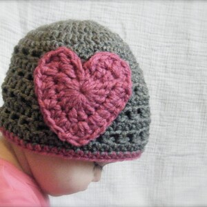 DIY Crochet Pattern: Iheartu Hat, Size Nb-adult, Textured Pink Heart ...