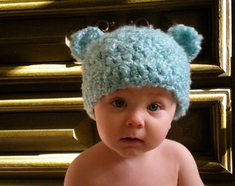 PATTERN:  Baby ears hat, easy crochet PDF, teddy animal beanie, sizes newborn to toddler, InStAnT DoWnLoAd, Permission to Sell