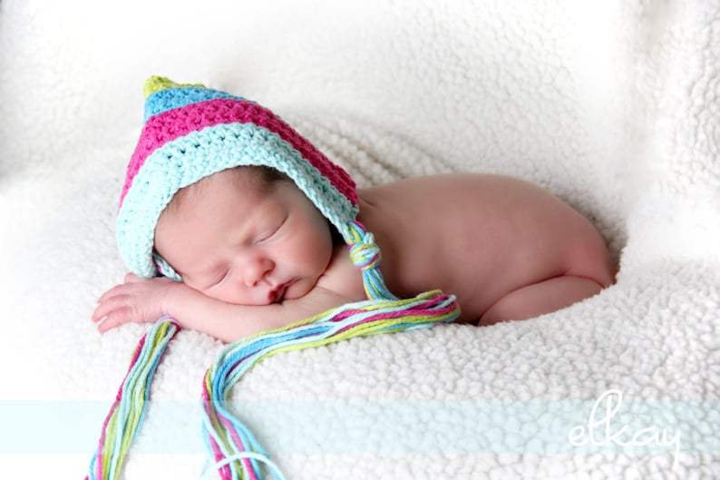 PATTERN Striped Pixie Newborn Baby Hat Easy Crochet Etsy