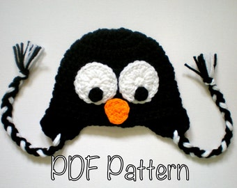 PATTERN:  Penguin hat, size Newborn to Adult, baby kid animal hat, easy crochet PDF, InStAnT DoWnLoAd, Permission to Sell