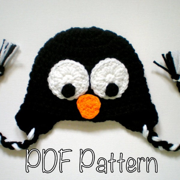 PATTERN:  Penguin hat, size Newborn to Adult, baby kid animal hat, easy crochet PDF, InStAnT DoWnLoAd, Permission to Sell