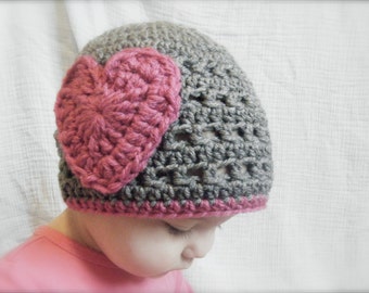 DIY Crochet Pattern:  iHeartU hat, size nb-adult, textured pink heart valentine hat, girly beanie, InStAnT DoWnLoAd, Permission to Sell