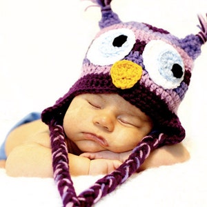 PATTERN: Striped Owl Hat, size newborn to adult, baby hat kid hat animal hat, Easy Crochet PDF, InStanT DowNLoaD, Permission to Sell image 4