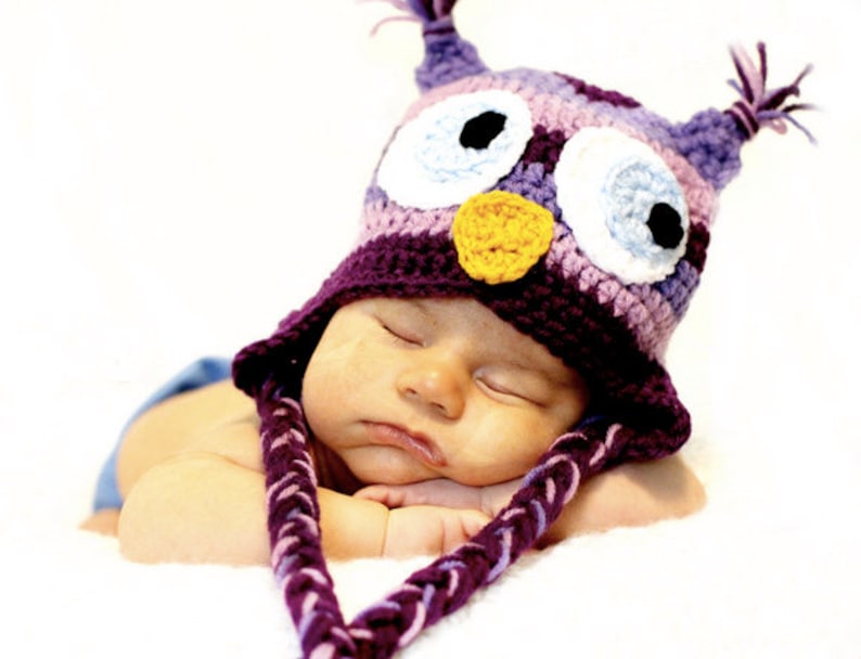 PATTERN: Striped Owl Hat, size newborn to adult, baby hat kid hat animal hat, Easy Crochet PDF, InStanT DowNLoaD, Permission to Sell image 4