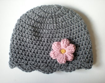 PATTERN:  Lolo Hat- Easy Crochet PDF, Size NB- Adult, scalloped flower beanie, headband & corsage, InStAnT DoWnLoad, Permission to Sell