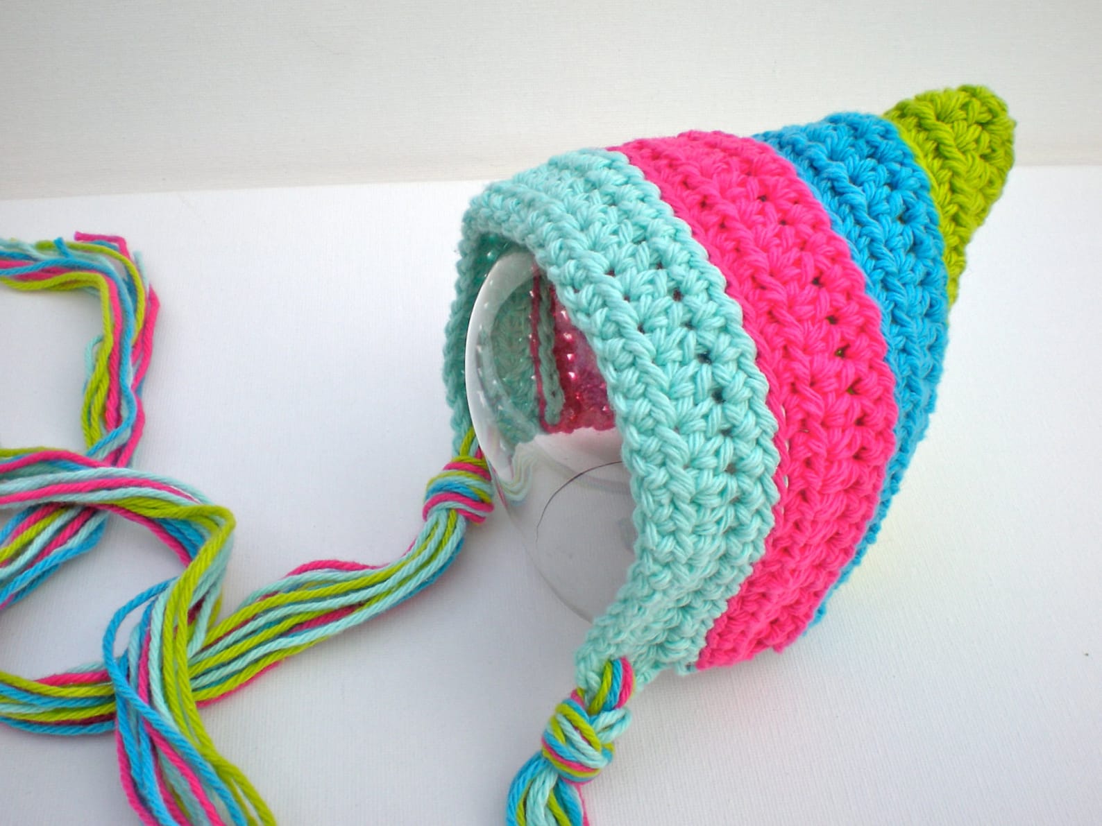 PATTERN: Striped Pixie Bonnet Newborn Baby Hat Easy Crochet - Etsy