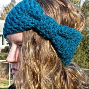 2 PATTERNS: Bow Ear Warmer & Bobble Band, head band, giant bow, easy crochet pattern, ski, pdf, InStaNT DowNLoaD, Permission to Sell image 2