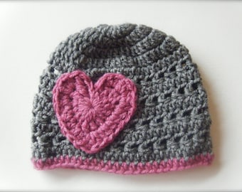 DIY Häkelanleitung: iHeartU Mütze, Größe nb-adult, rosa Herz Valentinsmütze, Girly Beanie, InStAnT DownLoAd, Permission to Sale