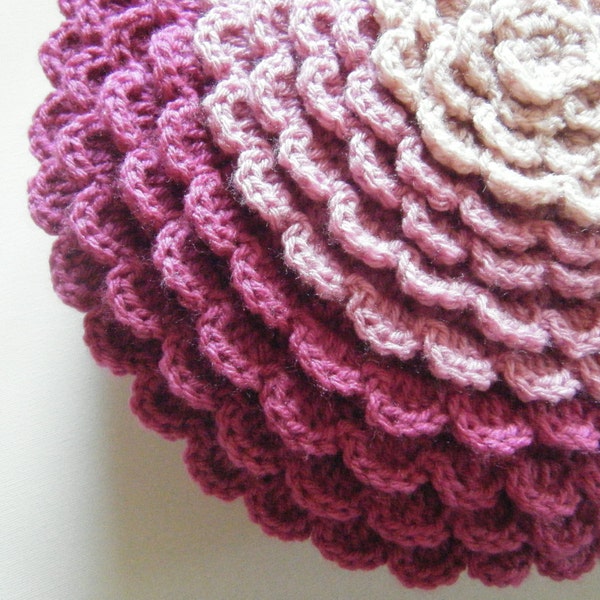 DIY Crochet Pattern:  flower pillow, round pillow cover, shabby chic home decor, ombre, easy crochet InStAnT DoWnLoAd, Permission to Sell
