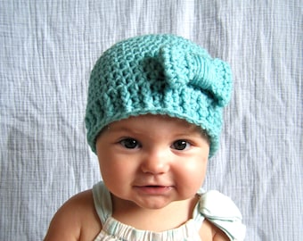 PATTERN:  Bowtique Hat- Easy Crochet PDF, Size NB- Adult, bow beanie, InStAnT DoWnLoad, Permission to Sell