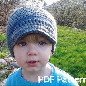 PATTERN:  Wiseguy Hat- Easy Crochet PDF, InsTanT DownLoaD, Newborn to Adult, newsboy visor beanie, Permission to Sell