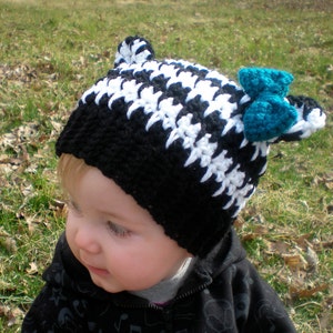 PATTERN: Houndstooth Hat, easy crochet PDF, size newborn to adult, zebra ears with bow, InStaNT DowNLoaD, Permission to Sell image 3