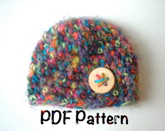 PATTERN:  Softee Beanie, easy crochet PDF, Instant Digital Download, Sizes newborn to Adult, Permission to Sell