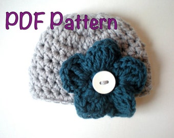 PATTERN: Convertible Flutter Hat, PDF easy crochet, Interchangeable flower beanie, sizes nb-Toddler, InStAnT DoWnLoAd, Permission to Sell