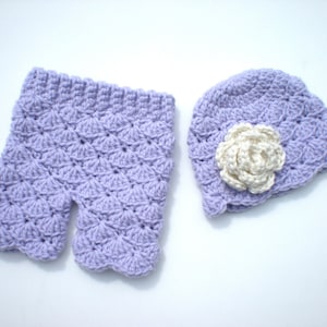 PATTERN: Shorties Set, baby girl flower hat & pants, Easy Crochet PDF, Newborn Shorts, Beanie, InStanT DowNLoaD, Permission to Sell image 1