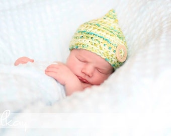 PATTERN:  Pixie Baby hat, gnome elf pointed hat easy crochet, InStAnT DoWnLoAd, newborn size, Permission to Sell