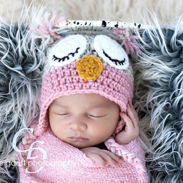 PATTERN: Owl hat, size newborn to adult, easy crochet PDF InStant DigiTaL DowNLoaD, sleepy or awake eyes, Permission to Sell