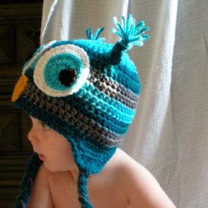 PATTERN: Striped Owl hat, size newborn to adult, Easy Crochet PDF, baby kid animal hoot hat, InStAnT DoWnLoAd, Permission to Sell image 3