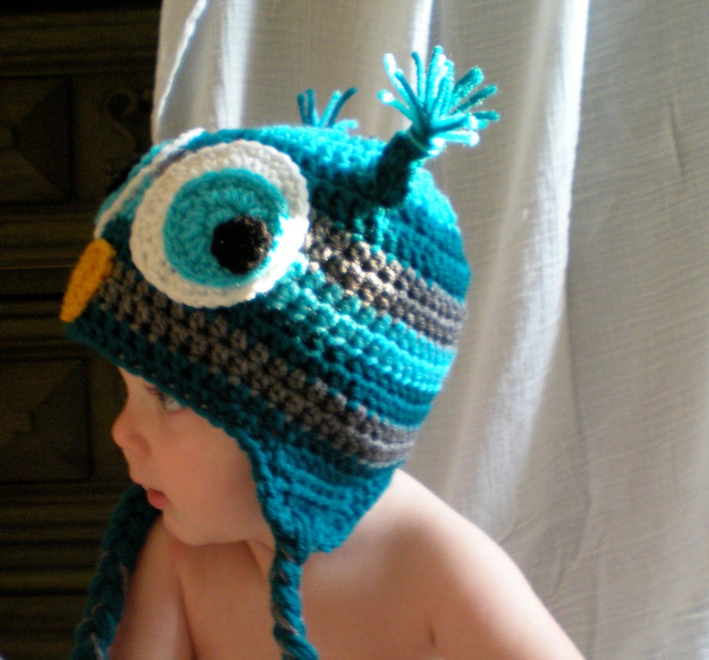 PATTERN: Striped Owl hat, size newborn to adult, Easy Crochet PDF, baby kid animal hoot hat, InStAnT DoWnLoAd, Permission to Sell image 3