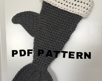 PDF Crochet Pattern Shark Stocking