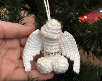 Crochet Flying Fuck / Penis Angel Ornament