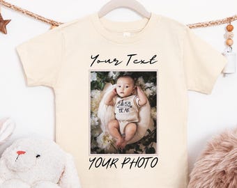 Camiseta personalizada con foto de bebé, camiseta con imagen personalizada, camiseta con texto personalizado, regalo de retrato de bebé para la familia.