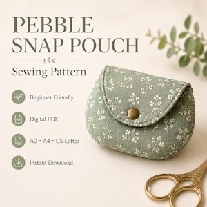 Pebble Snap Pouch Sewing Pattern, Beginner Coin Purse PDF (Instant Download)