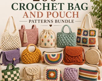 200+ Crochet Bag Patterns Bundle | Totes, Purses, Pouches (Digital Download)