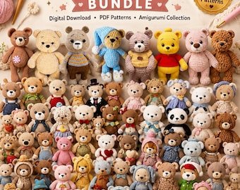 60+ Bear Crochet Pattern Bundle | Amigurumi Teddy Bear PDF Patterns | Digital Download