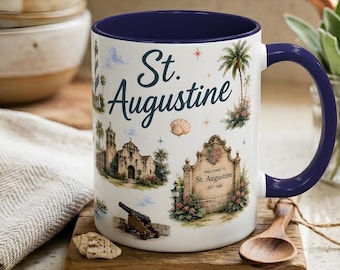 Taza de San Agustín, Florida, Taza de café con monumentos históricos, Taza decorativa de recuerdo de viaje, 11 oz 15 oz