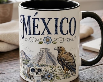 Iconic Mexico Coffee Mug – Souvenir with Landmarks & Cultural Icons