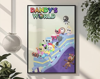 Dandy’s World Poster, Cute Roblox Inspired Game Wall Art, Colorful Cartoon Aesthetic Print, Kids Gaming Room Decor, Dandy Pebble Poster