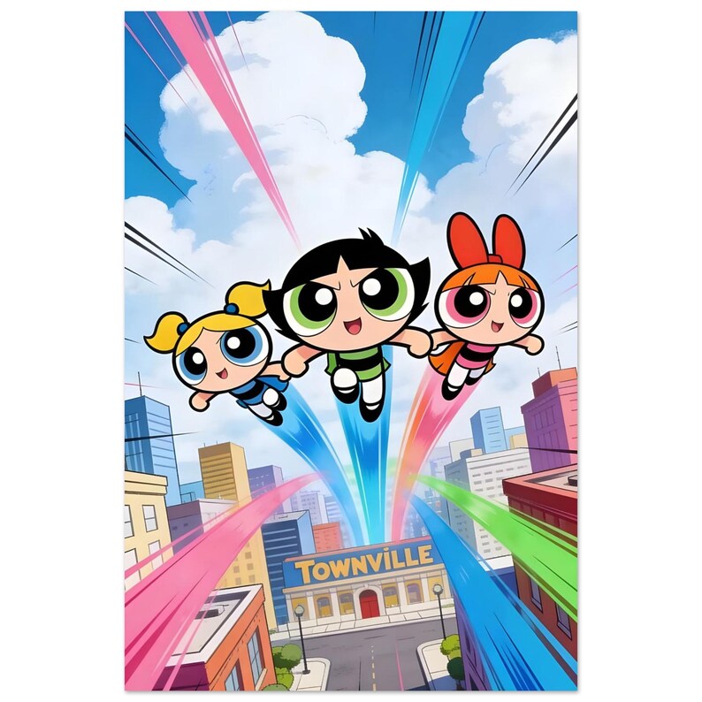 Powerpuff Girls Poster | Cute Cartoon Wall Art | Girl Power Aesthetic ...