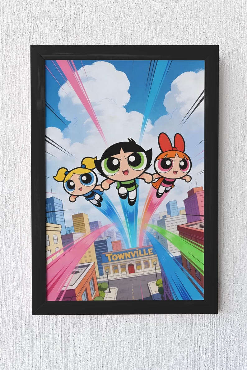 Powerpuff Girls Poster | Cute Cartoon Wall Art | Girl Power Aesthetic ...