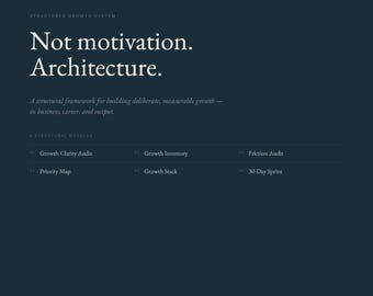 Structured Growth System — Structural Workbook — Build Deliberate Measurable Growth