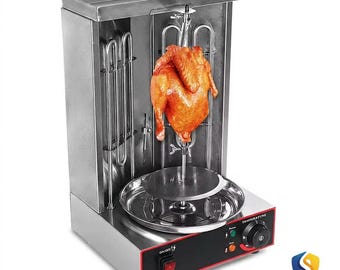Electric Automatic Rotating Shawarma Grill Two Infrared Burners Doner Kebab Machine Stainless Steel BBQ Grill