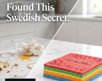 Squeaky Klean Svensk Disktrasa 12-pack | Tillverkad i Sverige | Biologiskt nedbrytbar återanvändbar svamptrasa | 2 storlekar