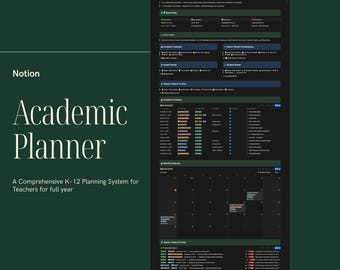 Notion Teacher Planner | Full Academic Year Planner K-12 | Student Roster | Grade Tracker | Parent Conference | Digital Teacher Template