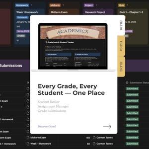 Notion Gradebook Template 2026 | Student Grade Tracker | Assignment Manager, Semester Progress, Grade Book | Teacher Digital Download