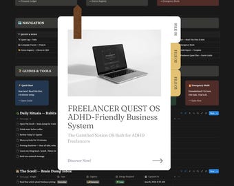 ADHD Planner Notion Template | Freelancer Business OS | Gamified Notion Productivity System | Level Up Your Work Life