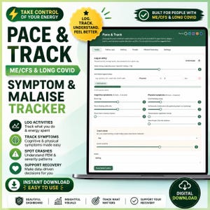 Rastreador de Covid persistente, registro de síntomas de fatiga crónica, planificador de ritmo de ME/CFS, rastreador de recaídas por malestar post-esfuerzo, aplicación digital de la teoría de la cuchara imagen 2