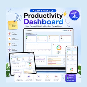 ADHD Digital Planner App | Interactive Daily Planner with Focus Timer, Habit Tracker & Dopamine Menu | Neurodivergent Productivity Tool