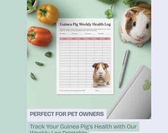 Guinea Pig Health Log Printable | Weekly Weight & Diet Tracker PDF | Small Pet Care Journal | Cavy Health Record | Instant Digital Download
