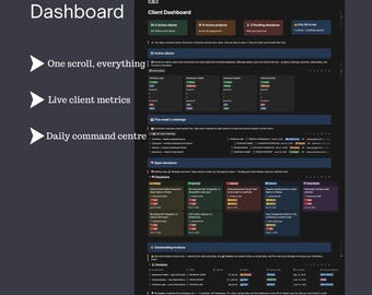 Notion Template for Fractional Executives | Client Management System for Fractional CTO CMO CFO | Notion Dashboard