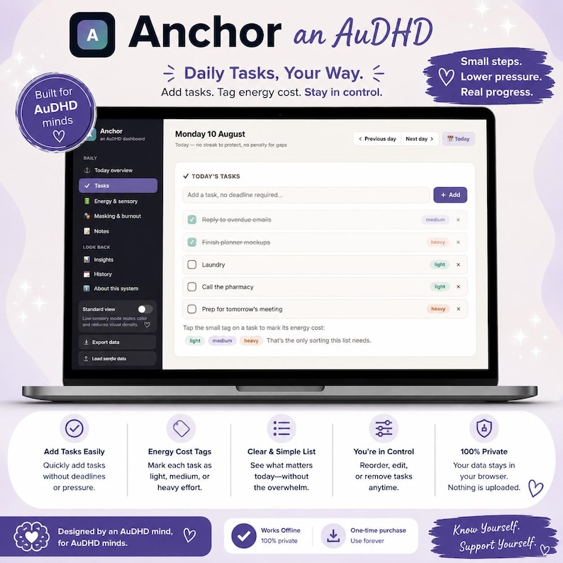AuDHD Daily Planner, ADHD Autism Digital Planner, Neurodivergent ...
