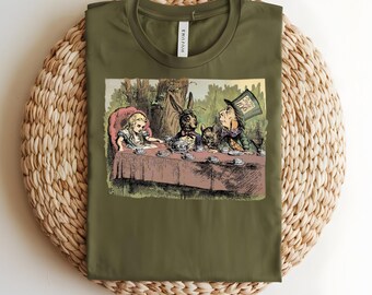 Alice in Wonderland Mad Tea Party Vintage Black T-Shirt
