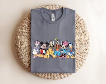Chemise amis Disney, t-shirt rétro Mickey et ses amis, chemise vacances en famille Disney, t-shirt voyage Disneyland, cadeau personnages de dessins animés mignons