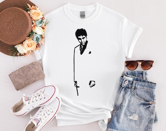 Retro Crime Boss Graphic Shirt, Scarface Inspired Mafia Tee