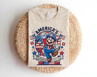vintage 250e anniversaire de Mario America | T-shirt USA Freedom rétro